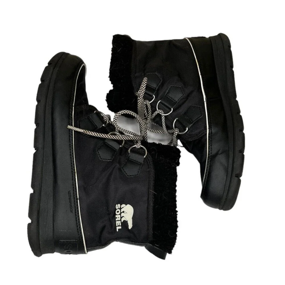 SOREL Explorer Carnival Boots Black/Sea Salt Women’s Size 8.5‎